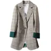 대형 여성 레트로 체크 무늬 정장 재킷 봄 슬림 한국어 작은 211122