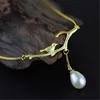 Lotus Fun Real 925 Sterling Silver Natural Pearl Handmade Fine Jewelry Novità Collana con ciondolo per donna Collier