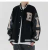 2021 autumn hip hop trendy suit bone patchwork color + square Harajuku street style Baseball Jacket men's Baseball Jacket Unisex X0710