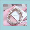 Ponny Tails Holder Jewelry Woman Elegant Pearl Ties Beads Girls Scrunchies Rubber Bands Ponytail Holders Aessory Elastic Hair Band Drop Del Del Del