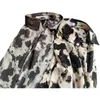 Frühling Animal Print Hemden mit Umlegekragen Langarm Button Up Lose Blusen Tops Herbst T11001X 210416
