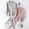 100 Cotton Spring Women Cotton Pajamas Sets Long Sleeve Turndown Collar with Pocket Pyjama Button TopPants Pijama 210713