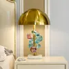Lâmpadas de mesa nórdicos lâmpada colorida de mármore de cristal ao lado do quarto sala de estar decoração mesa de estudo chapeado luz ouro
