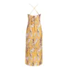 Abito sexy senza maniche con stampa floreale senza schienale Abito estivo giallo senza maniche Abiti chic da donna boho maxi abito da spiaggia lungo 210415