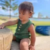 Sommer Infant Baby Jungen Mädchen Strampler Ärmellose Neugeborenen Strampler Einfarbig Overall Casual Kinder Kleidung 20220303 H1