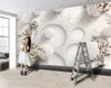 Romantique blanc boule flottante fleurs 3d papier peint impression numérique étanche Antifouling décor à la maison peinture murale fonds d'écran