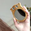 Party Favor Bamboo Portable Cute Owl Make Up Mirror Small Fresh Student Mini Make-up Mirror Creative Gift Free Engrave Logo