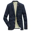 Cotton Men Denim Suit Jacket Single Breasted Pockets Blue Casual Street Spring Autumn Male Outwear Slim Man Cowboy Blazer 220310