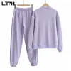 Cotton thick warm Letter women tracksuit 2 piece set Loose Sports Sweatshirts Jogging Pants Autumn Winter 210427