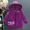 Baby Girl Odzież 3-12y Winter Down Padded Jacket Gruby Ciepły List Moda W połowie Długość Z Kapturem 211027