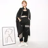 Verão Vintage patchwork corredores sweatpants harajuku mulher calças elásticos hit cor calças de cintura alta ZA2562 210427