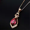 Crystal Womens Necklaces Pendant new natural red 18K gold Diamond silver plated