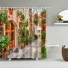 Duschgardiner gamla italienska staden duschgardiner landskap vägg badrum gardiner vattentätt tyg badrum gardiner badkar dekor r230830