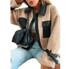 Женские куртки для куртки Пальто PU кожаный ягненок волосы сшивающие теплые осени и зима мода с длинными рукавами 2021 Европа Америка