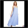 Casual Dresses Kläder Kläder Drop Leverans 2021 Verdusa Womens Bohemian Backless Spaghetti Strap Loose Maxi Beach Afton Sweater Klänning JY