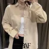 トラフ女性のファッション特大コーデュロイブラウスヴィンテージ長袖ボタンアップ女性シャツBlusas Chic Tops 210415