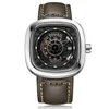Męskie luksusowe zegarek skórzane zegarki Square Watches Sport Lasuinous Waterproof Men Automatyczne mechaniczne zegarek179n