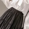 Kvinnor vinter tulle lång kjol hög midja ruffles vit pläterad kjolar gotisk svart jupe femme kjol saia midi faldas tjejer 211120