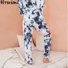 Dorywczo Dwuosobowy zestaw Kobiet Długi Rękaw Sweatershirtwomir Pants Tie Dye Drukuj 2 Moda Plus Rozmiar S dla 210513