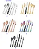 24pcs/set Matte Black Silverware Set With Steak Knives Stainless Steel Flatware Cutlery kits Service For 4pcs Hand Wash Recommended 6pcs/Set Knife Fork Spoon