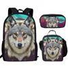Школьные сумки 2021 Moon Wolf рюкзак набор для сумки подростка для девочек Purple Space Stars Galaxy Print Child3153042