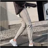 Capris Clothing Apparel Drop Leverans 2021 Factory Direktförsäljning Sportkläder Kvinnor Loose Legged Black Slim Tinkad Plush Casual Pants For
