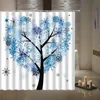 Mode 3D Love Tree Shower rideaux Couleurs plantes de salle de bain Curtain Fleur Feuilles de fleur de paysage Baignoire imperméable avec crochets210v