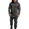 Broek mannen straatkleding joggingbroek pure kleur splitsen herfst winter casual hoodie print rits jumpsuit gratis schip x0610