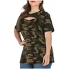 Plus Size Ripped Holle Camouflage Afdrukken Tees 3XL 4XL Dames Zomer Streetwear Lace Up Korte Mouw T-shirts Tops X0628