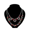 Fashion vintage dubbele lagen hart cross choker ketting voor vrouwen bohemia kleurrijke kralen statement sieraden chokers