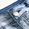 Heren jeans man 2021 lente herfst denim katoen broek geplooid slim fit potlood broek lichtblauwe broek gescheurd voor mannen 2023