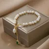 Pearl Bracelet Freshwater Millet Bead Plating 14K Gold Niche Design Girlfriends Hand-woven Beaded Strands298H