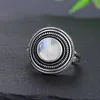 Bagues de cluster 8mm rondes pierres de lune naturelles femmes S925 bague en argent sterling en gros style vintage bijoux fins