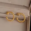 Hoop Huggie Fashion Gold Circle Circle Metal Beads Orecchini in acciaio inox Geometrico C forma di orecchio anelli orecchini Donne gioielli regali
