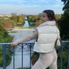 ウィルシェラ女性ファッションハイネッククロップドチョッキベストカジュアルウーマンノースリーブパフジャケットシックレディウィンターウォーム衣装211220