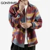 Gonthwid hip hop tie färge snap knäppas långärmad tröjor män mode casual streetwear klänning skjorta rockar manliga hipster shirts toppar 210628