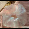 여름 레이디 소녀 Scrunchy 반지 탄성 밴드 Organza 장 스포츠 댄스 Scrunchie 메쉬 Csngw 액세서리 Wludh