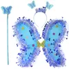 Party Dekoration 3 Stück / Set Prinzessin Fairy Kostüm mit Schmetterlingsflüge Zauberstab und Stirnband für Kinder Mädchen Kinderbedarf