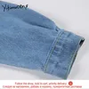 Yitimuceng Denim Mini Jurk Damesmode Kleding Lente A-lijn Lange Mouw Vintage Button Streetwear Koreaanse korte jurken 210601