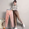 Jeans invernali per donna Velluto spesso Pantaloni in denim caldo Vita alta In pile Mamma Vintage Gamba larga Harem alla caviglia 211129