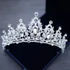 웨딩 헤드 피스 Tiara Crystal Bridal Tiara Crown Silver Color Diadem Veil Accessories Head Jewelry