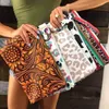 Mode PU lederen zonnebloem cosmetische tas koppeling voor vrouwen polsbuffel plaid portemonnee rits boho luipaard make-up tassen kerstcadeau