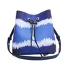 Diseñador de lujo Cordón Colorido Moda para mujer Cruz Cuerpo Impreso Bolso Damas Cuero genuino Bolso de hombro Monedero Cubo Pequeño CrossBody Bolsos