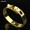 Mode kvinnor manschettform speciella låsarmband armband 316l rostfritt stål naglar armband armband gult guld med CZ1750765