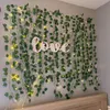 Dekoratif Çiçekler Çelenk 2.3 M Yapay Creeper Yeşil Yaprak Ivy Vine 2 M Ile LED Dize Işıkları Seti DIY Düğün Işık Garlands