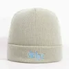 Solid Unisex Casual Letters Embroidered Knitted Beanies Hats Autumn and Winter Soft Warm Knitted Cap Women Men Hip Pop SkullCap Y21111