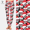 Letsfind vinterkvinnor plus storlek leggings mode 3d sketchy skalle i santa hatt tryck hög midja mjuk fitness varma leggings 211117