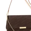 حقيبة crossbody حقيبة الكتف المفضلة 40718 سلسلة محفظة فاخرة الصليب الجسم حقيبة يد براون زهرة أبيض مدقق الملمس الجلود قماش إمرأة مخلب الكلاسيكية المحفظة