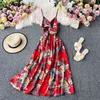 NEPLOE MAXI JURSES voor Dames Strand Stijl Sexy Sling Jurken Zomer Floral Robe Hoge Taille Slanke Backless Big Swing Vestidos 210422