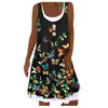 Casual Sukienki Kobiety Tropikalne Druk Halter Backless Maxi Sukienka Bez Rękawów Plaży Wieczór Długi Elegancki Robe Femme